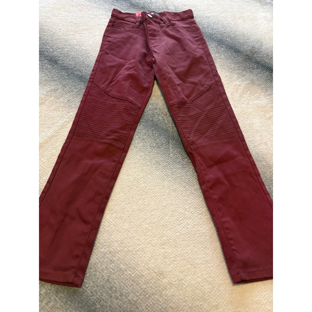 (B5) Red Ape Boys Moto Jeans Burgundy Red Ribbed Knee Pants Size 12 L NWT